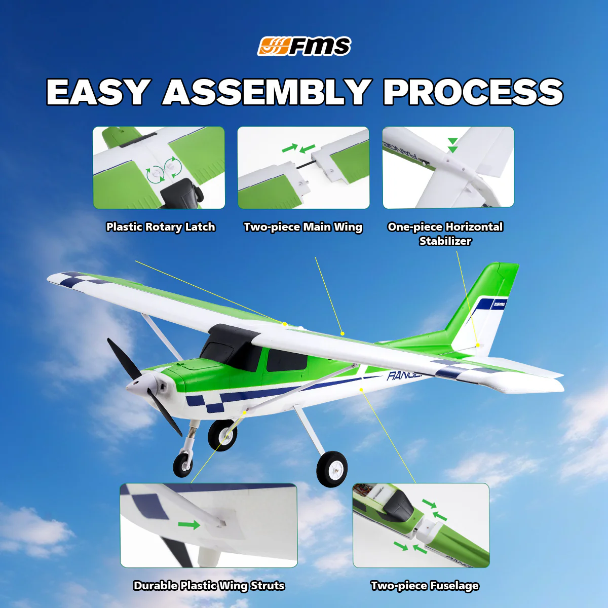 FMS Ranger 1220MM w/Reflex V3 Trainer Plane Yellow PNP - Image 2