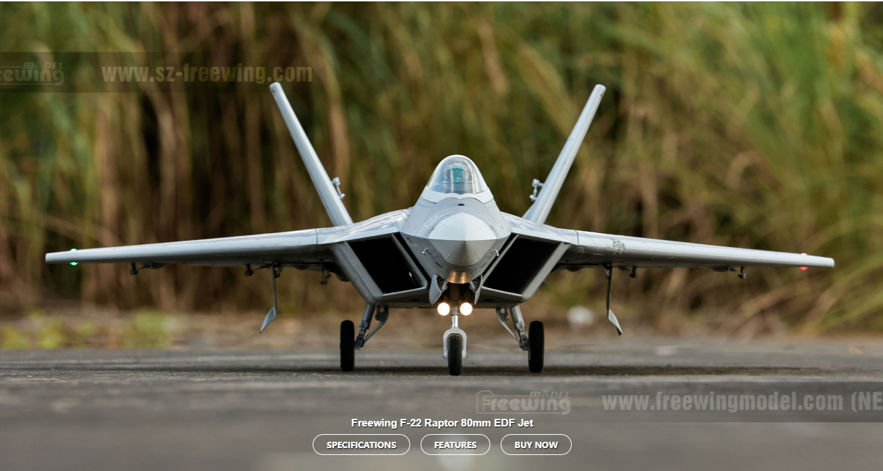 Freewing F-22 Raptor 80MM EDF Jet dengan Gyro PNP